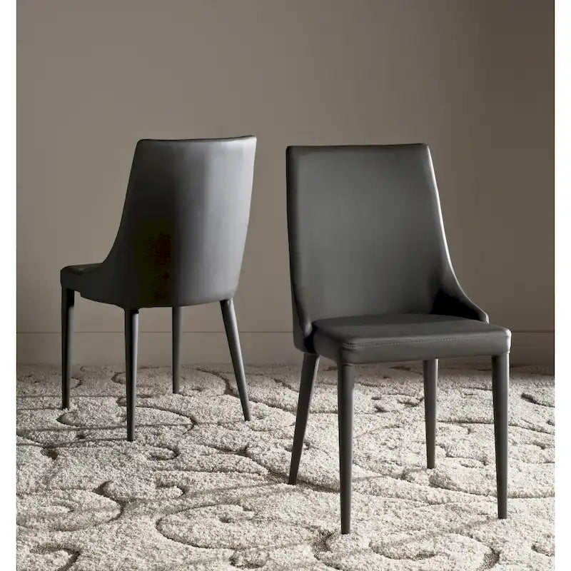 Mid-Century Modern White PU Leather Dining Chair (Set of 2)