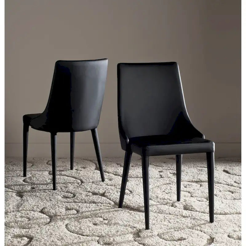 Mid-Century Modern White PU Leather Dining Chair (Set of 2)