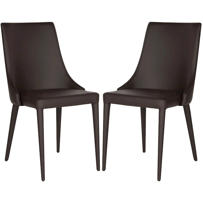 Mid-Century Modern White PU Leather Dining Chair (Set of 2)