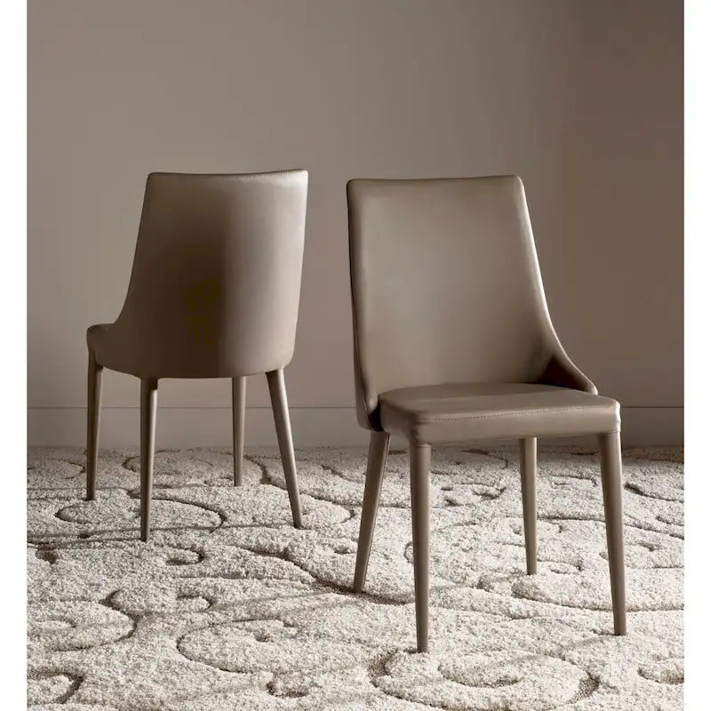 Mid-Century Modern White PU Leather Dining Chair (Set of 2)