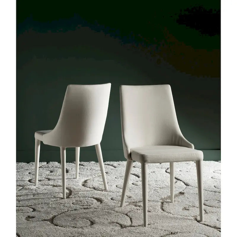 Mid-Century Modern White PU Leather Dining Chair (Set of 2)