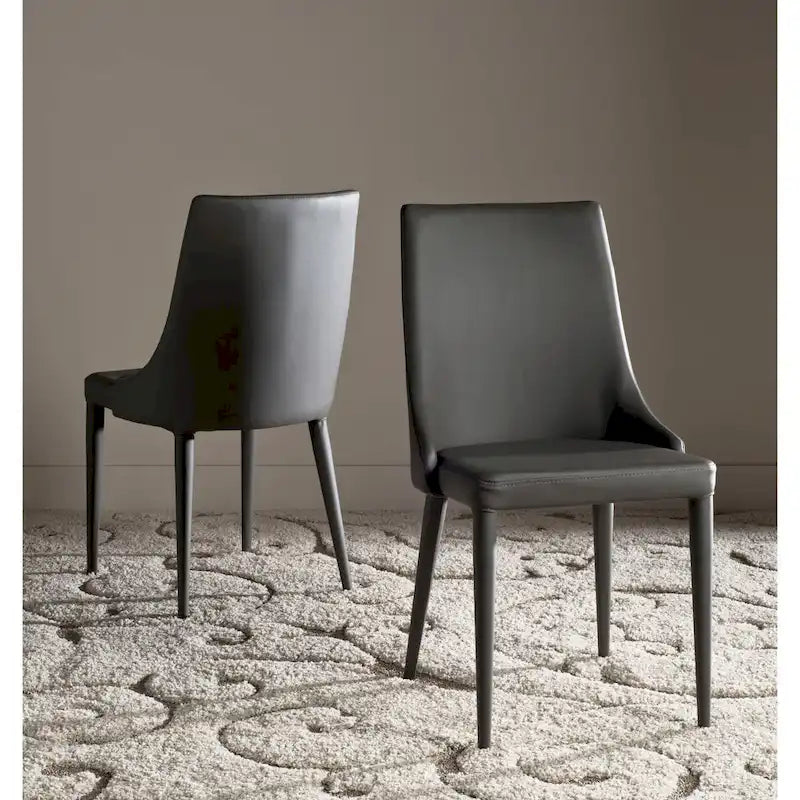 Mid-Century Modern White PU Leather Dining Chair (Set of 2)