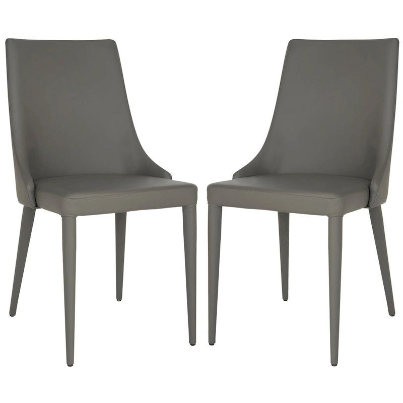 Mid-Century Modern White PU Leather Dining Chair (Set of 2)