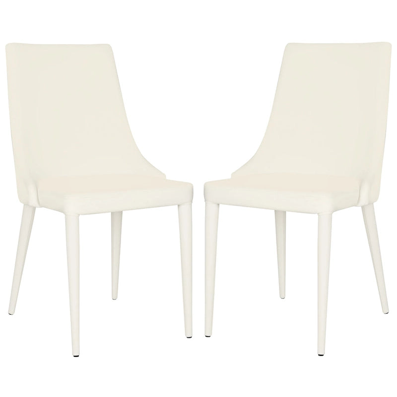 Mid-Century Modern White PU Leather Dining Chair (Set of 2)