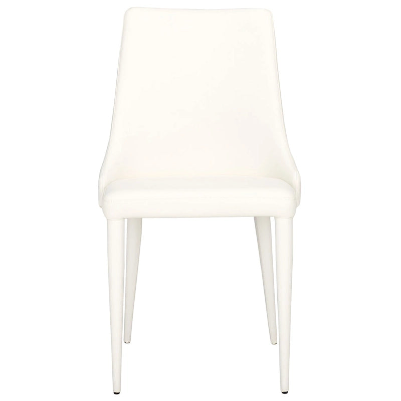 Mid-Century Modern White PU Leather Dining Chair (Set of 2)