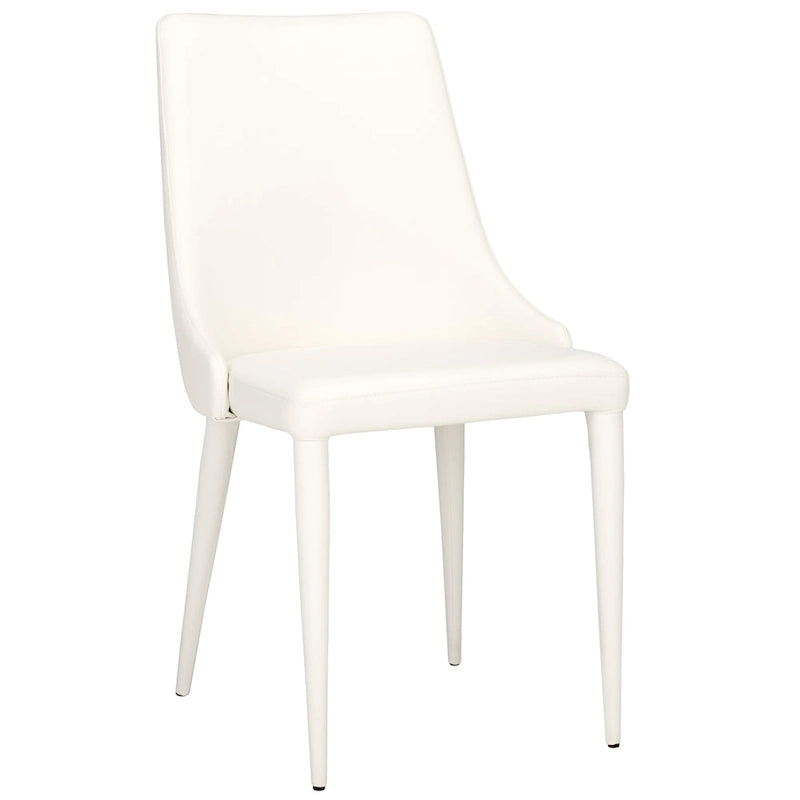Mid-Century Modern White PU Leather Dining Chair (Set of 2)