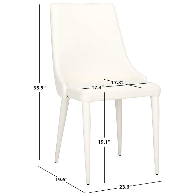 Mid-Century Modern White PU Leather Dining Chair (Set of 2)