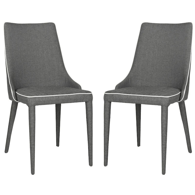 Mid-Century Modern White PU Leather Dining Chair (Set of 2)