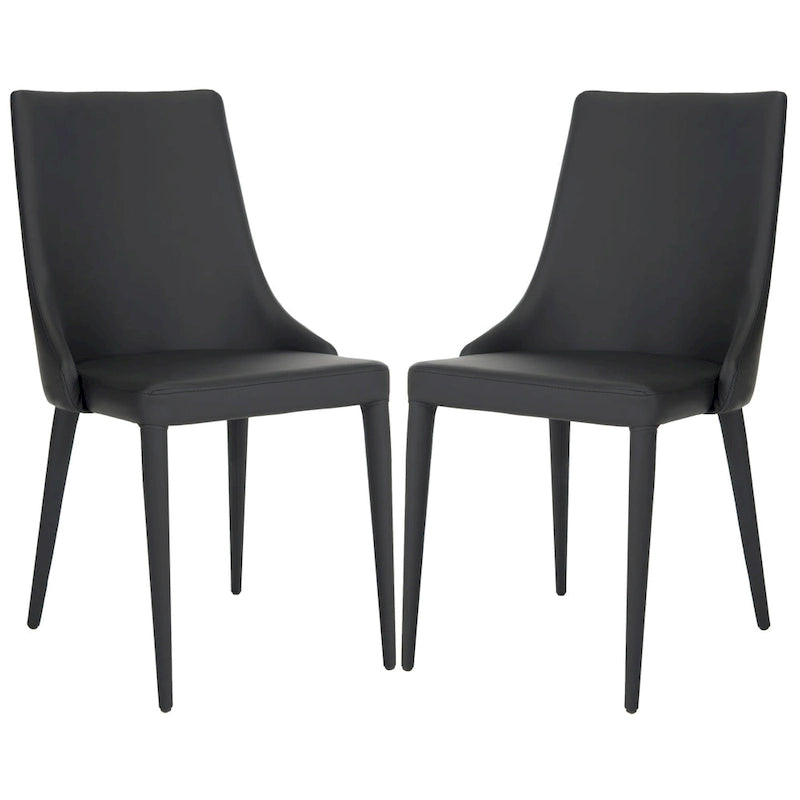 Mid-Century Modern White PU Leather Dining Chair (Set of 2)