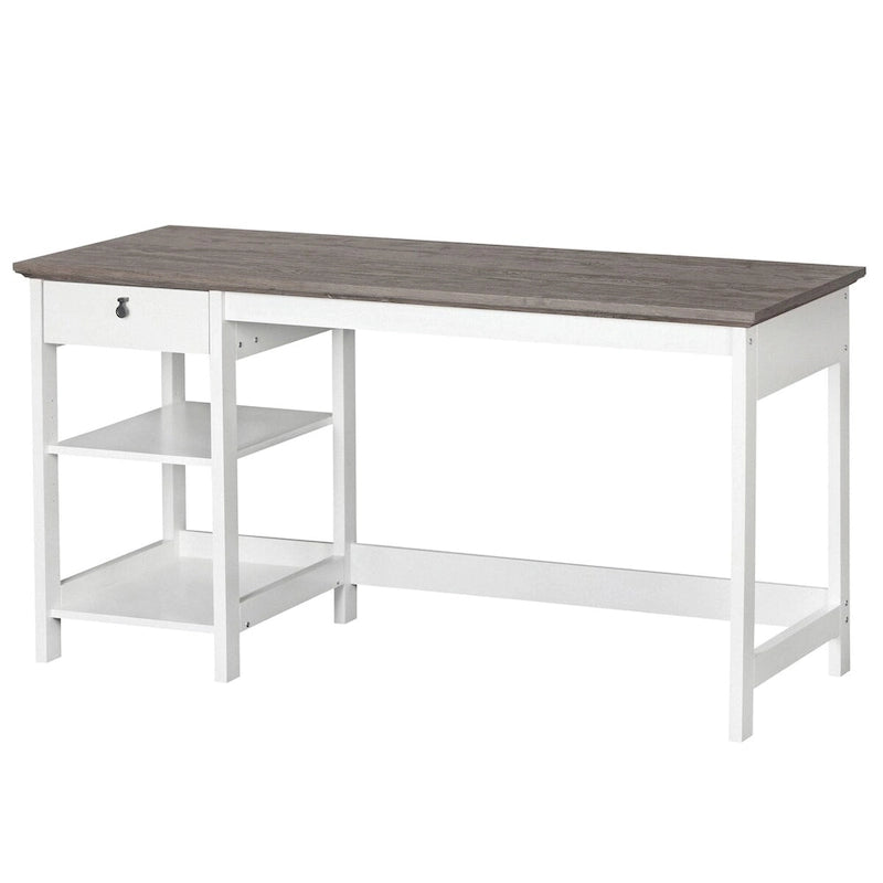 Contemporary Two-Tone 59" Writing Desk with Storage