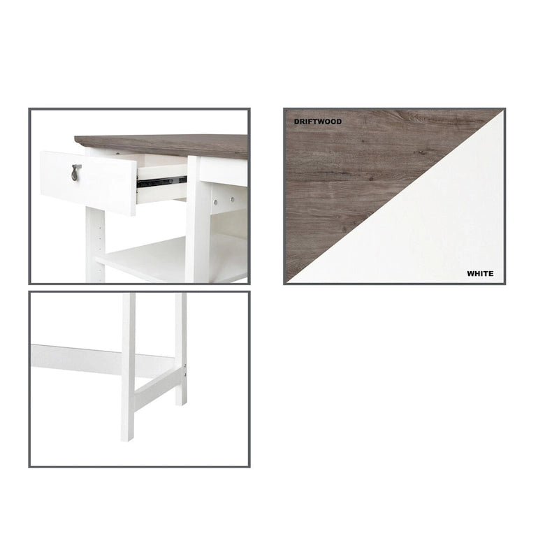 Contemporary Two-Tone 59" Writing Desk with Storage