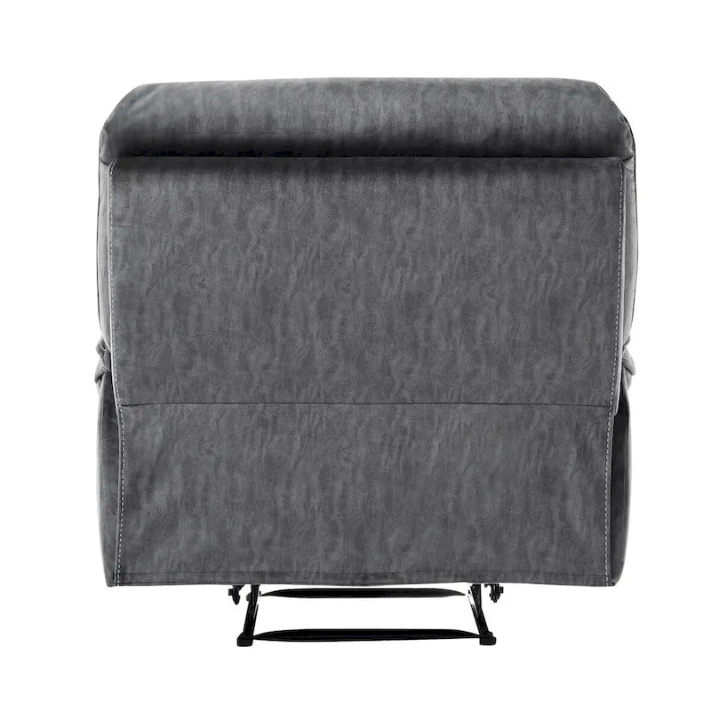 38" Manual Recliner Chair, Tufted Back Gray Microfiber, Solid Wood