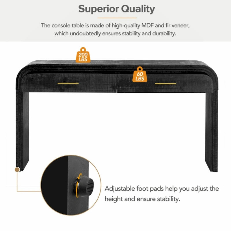 Retro Silhouette Console Table with Open Style and Two Top Drawers