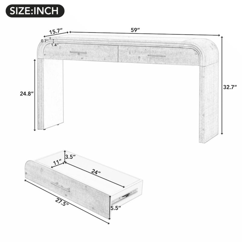 Retro Silhouette Console Table with Open Style and Two Top Drawers