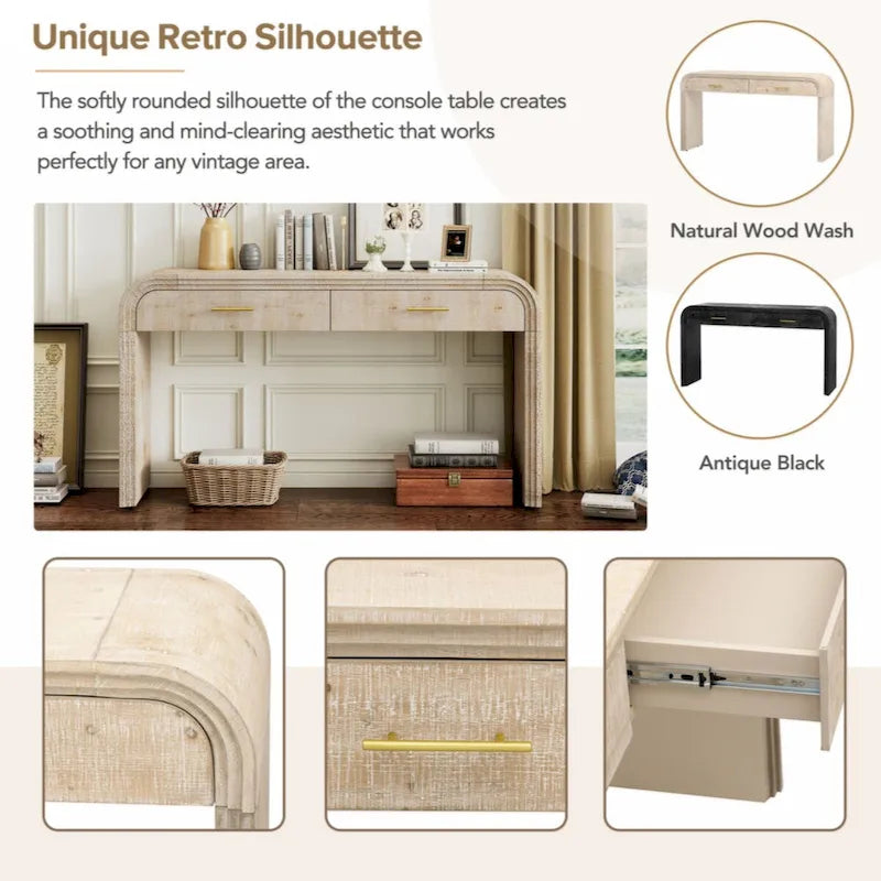 Retro Silhouette Console Table with Open Style and Two Top Drawers