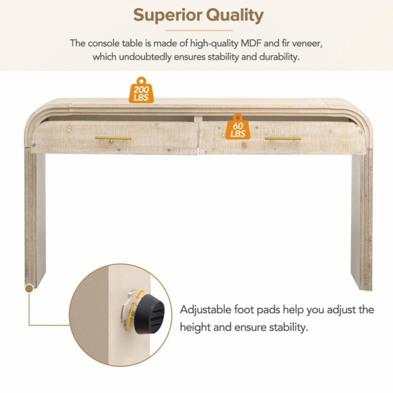 Retro Silhouette Console Table with Open Style and Two Top Drawers