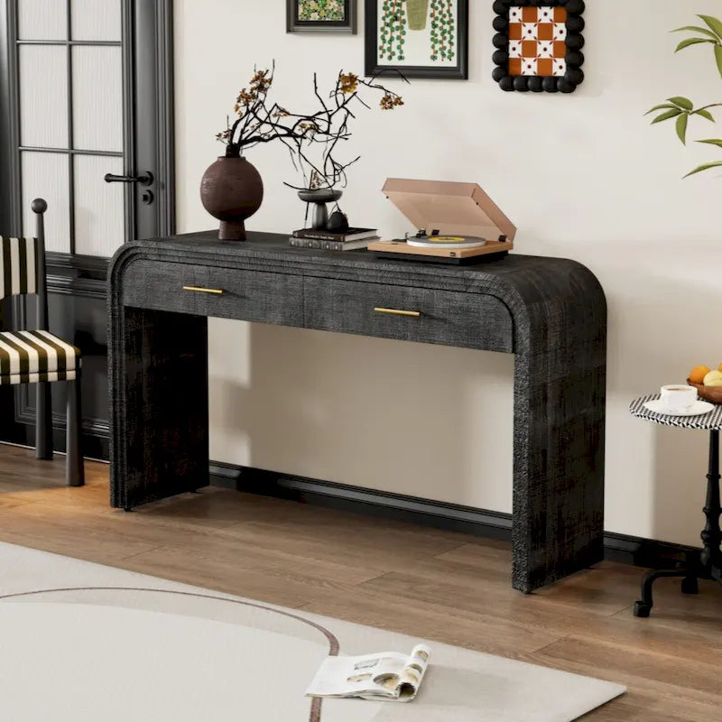 Retro Silhouette Console Table with Open Style and Two Top Drawers