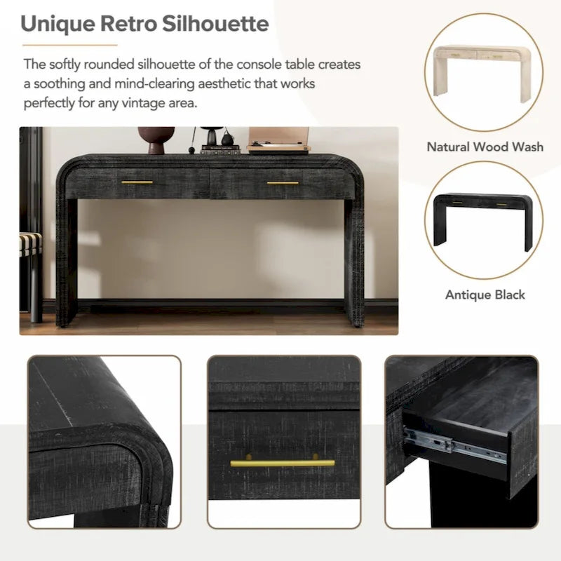 Retro Silhouette Console Table with Open Style and Two Top Drawers