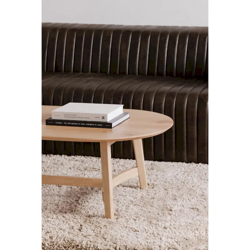 Mid-Century Modern Solid Oak Coffee Table - 54W x 17H x 28D