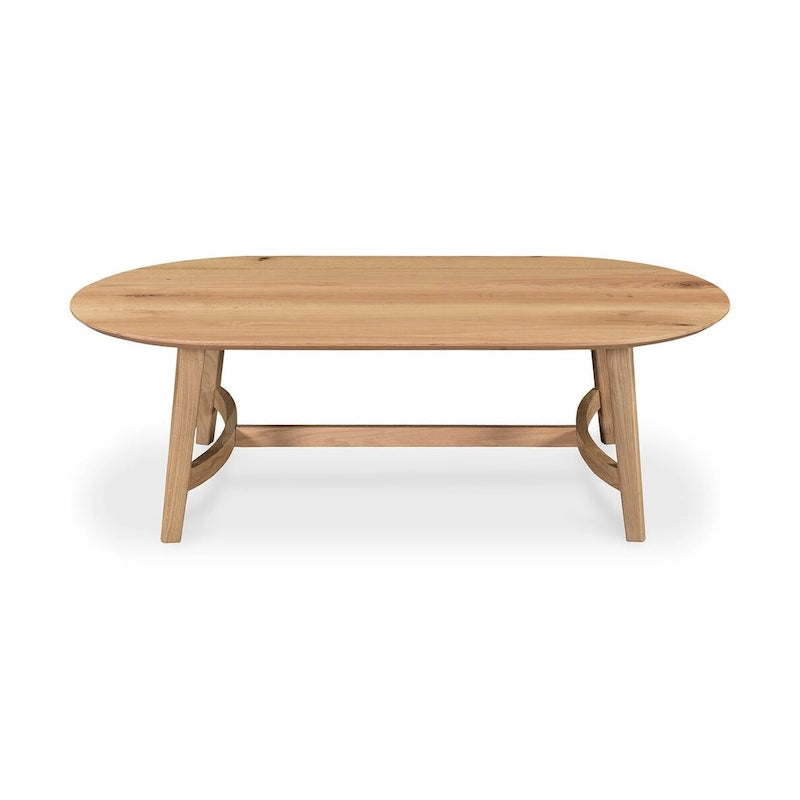 Mid-Century Modern Solid Oak Coffee Table - 54W x 17H x 28D