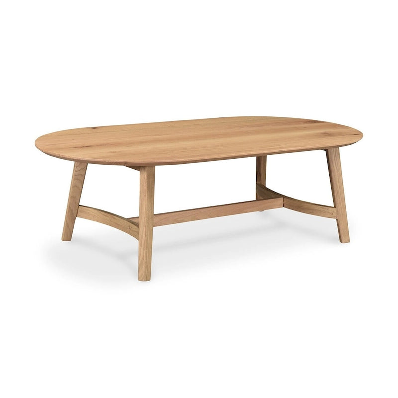 Mid-Century Modern Solid Oak Coffee Table - 54W x 17H x 28D