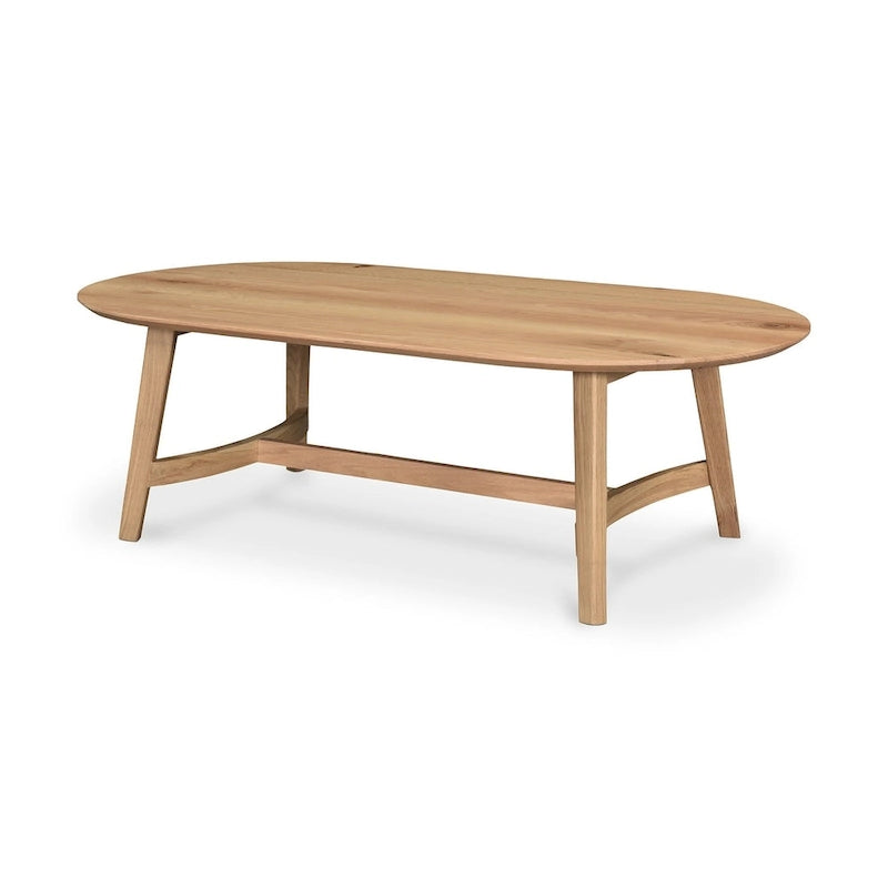 Mid-Century Modern Solid Oak Coffee Table - 54W x 17H x 28D