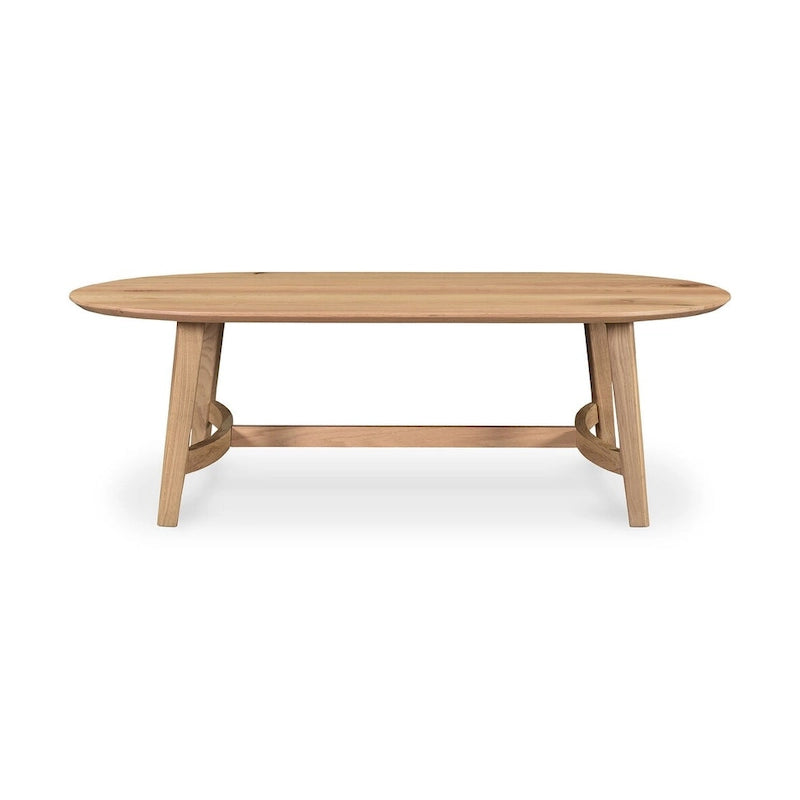 Mid-Century Modern Solid Oak Coffee Table - 54W x 17H x 28D