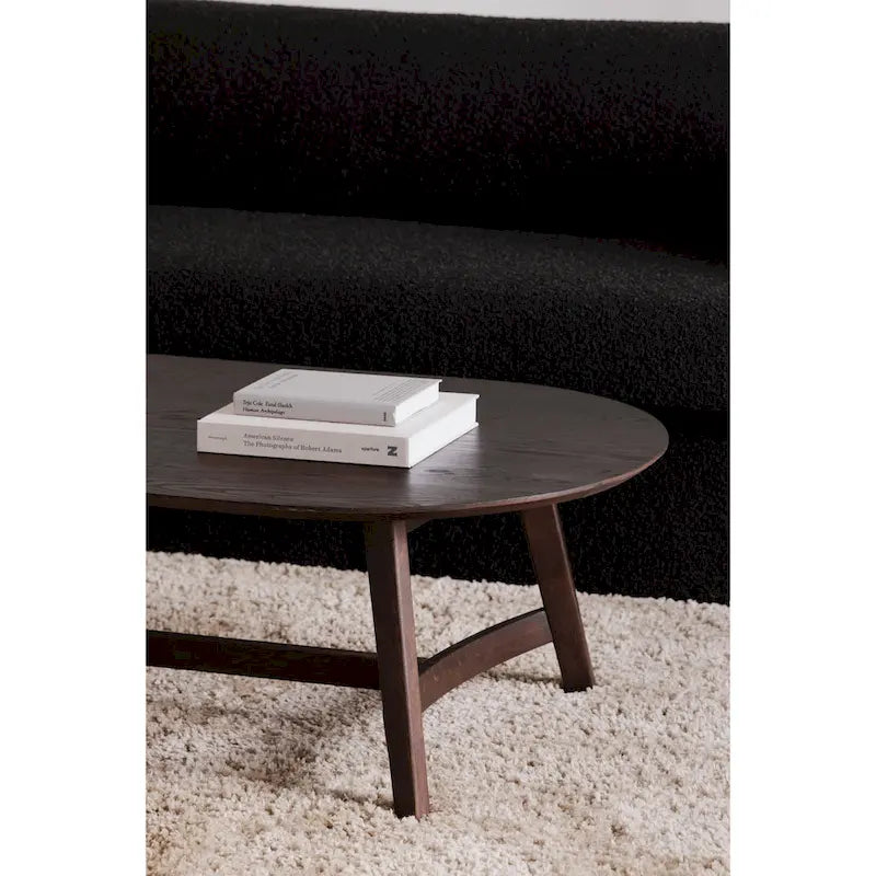 Mid-Century Modern Solid Oak Coffee Table - 54W x 17H x 28D