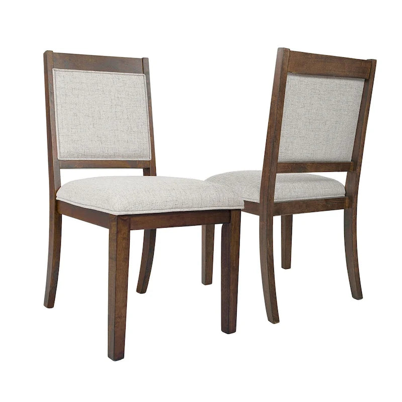 Open Back Upholstered Wood Frame Dining Chair (Set of 2)