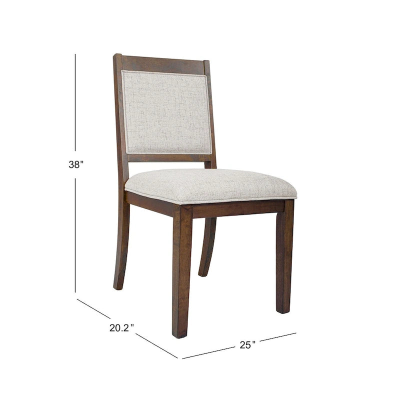 Open Back Upholstered Wood Frame Dining Chair (Set of 2)