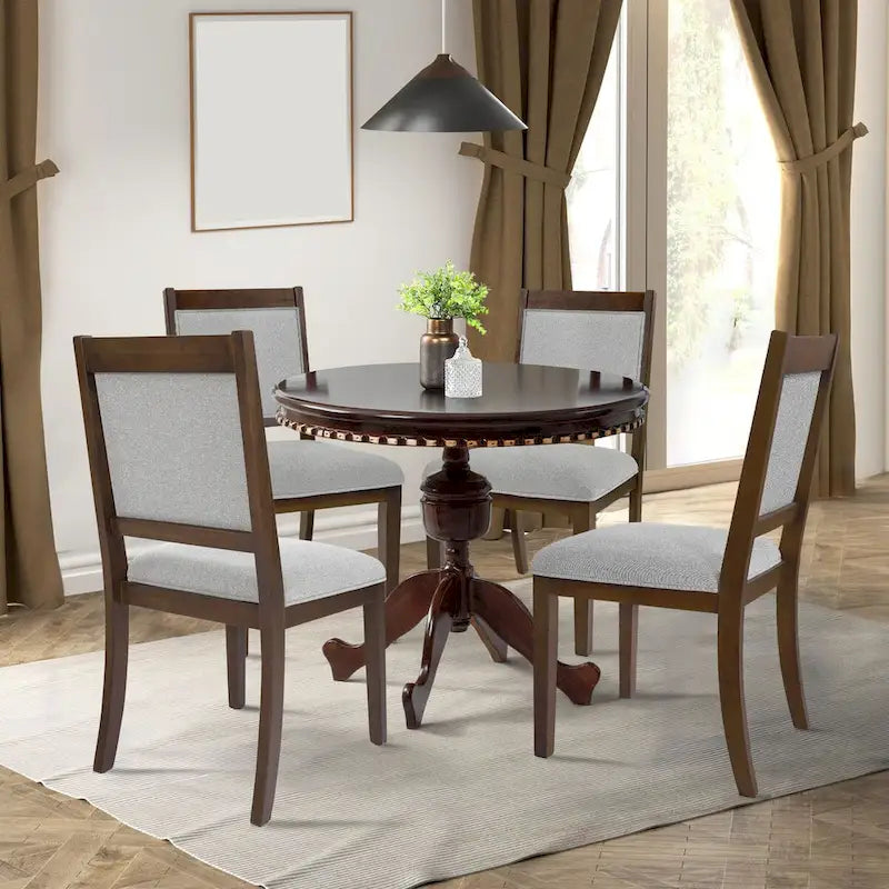 Open Back Upholstered Wood Frame Dining Chair (Set of 2)