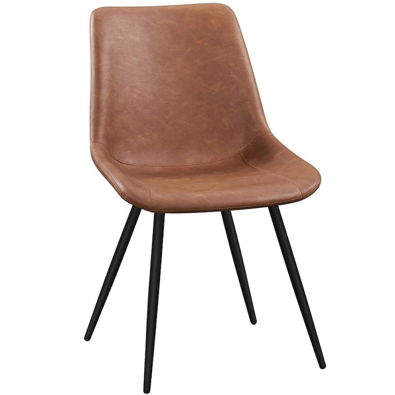 Faux Leather Dining Chairs with Metal Legs (Set of 2)