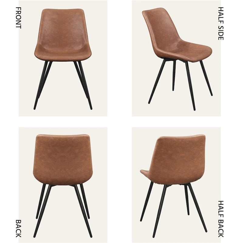 Faux Leather Dining Chairs with Metal Legs (Set of 2)