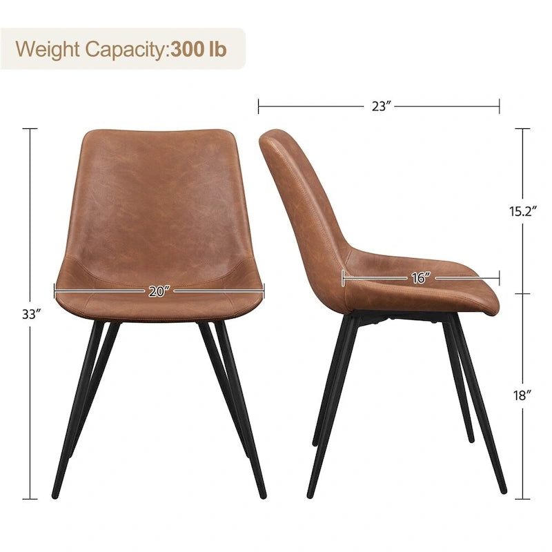 Faux Leather Dining Chairs with Metal Legs (Set of 2)