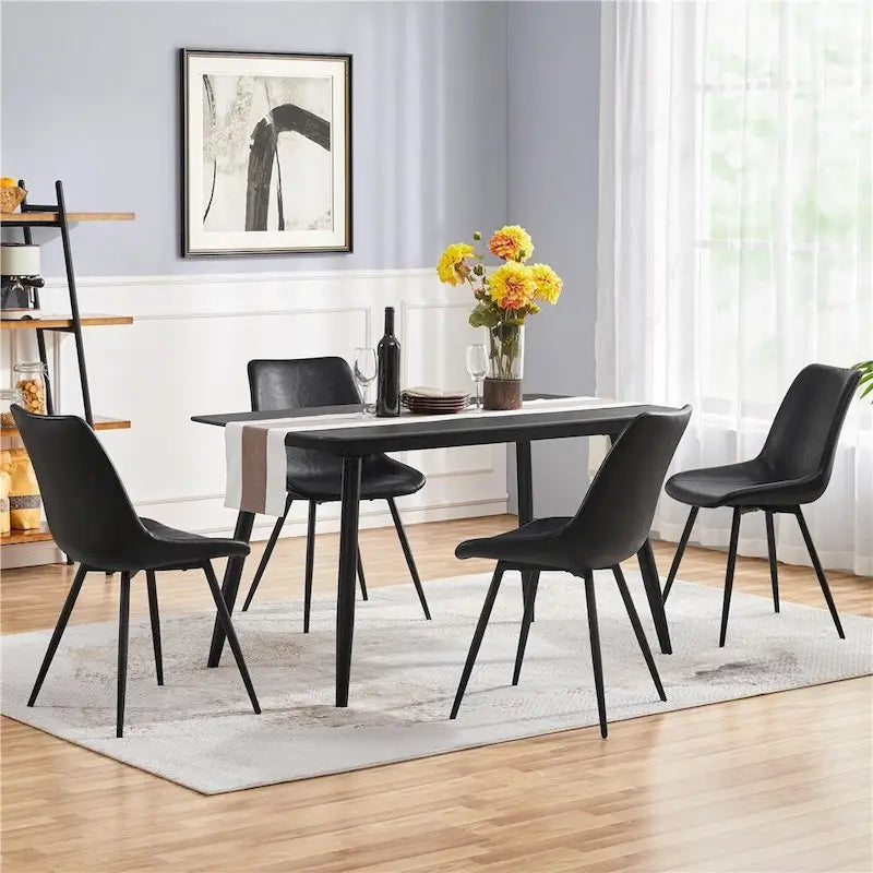 Faux Leather Dining Chairs with Metal Legs (Set of 2)
