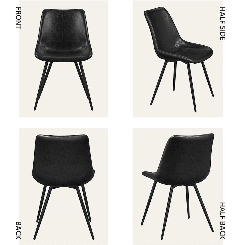 Faux Leather Dining Chairs with Metal Legs (Set of 2)