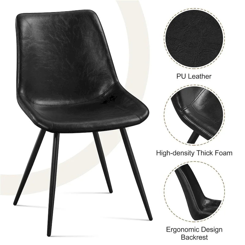 Faux Leather Dining Chairs with Metal Legs (Set of 2)