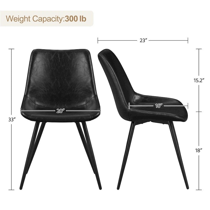 Faux Leather Dining Chairs with Metal Legs (Set of 2)