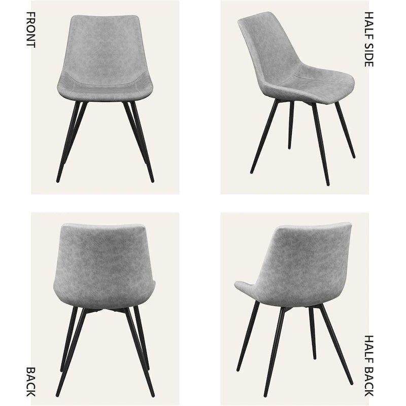 Faux Leather Dining Chairs with Metal Legs (Set of 2)