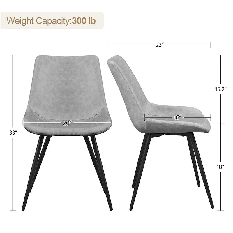Faux Leather Dining Chairs with Metal Legs (Set of 2)