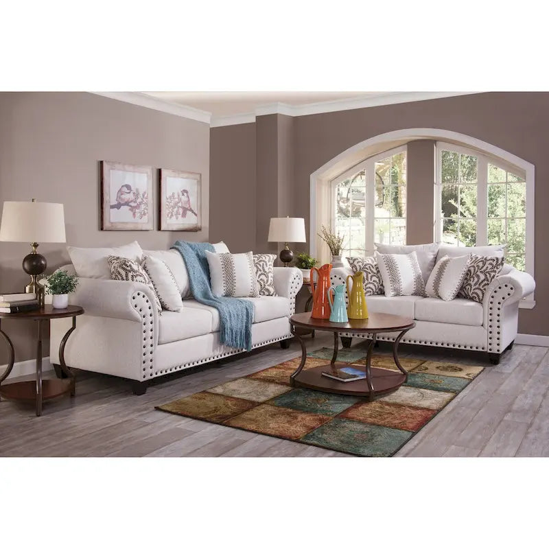Traditional Flare Arm Loveseat with Nail Head Trim