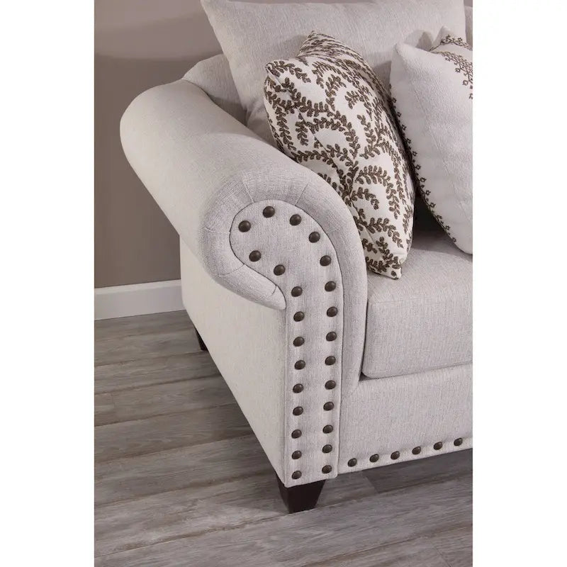 Traditional Flare Arm Loveseat with Nail Head Trim