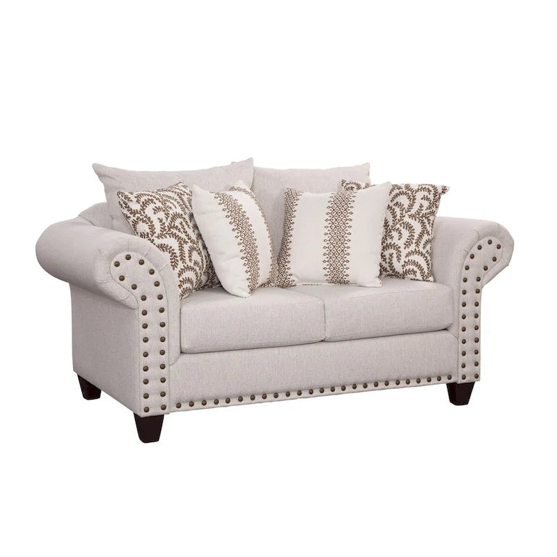 Traditional Flare Arm Loveseat with Nail Head Trim