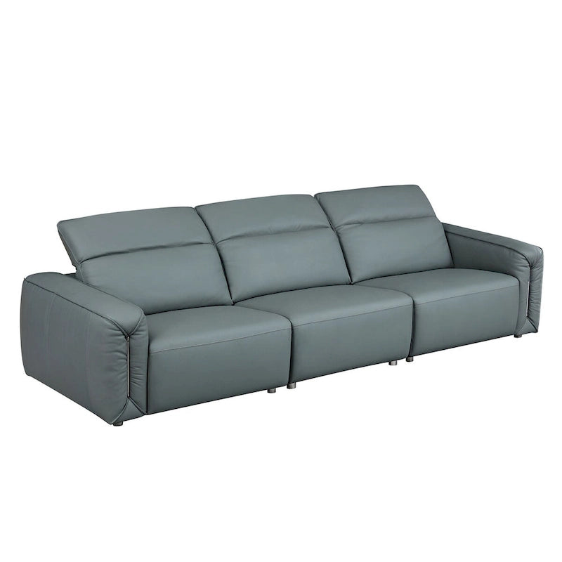 Modern 3-Seater Leather Sofa for Living Room, Comfy Sofa Couch with Extra Deep Seats, Adjustable Headrests