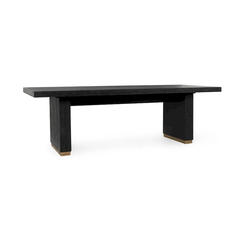 94" Reclaimed Pine Wood Dining Table with Brass Accents