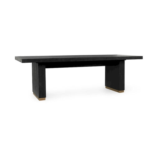 94" Reclaimed Pine Wood Dining Table with Brass Accents