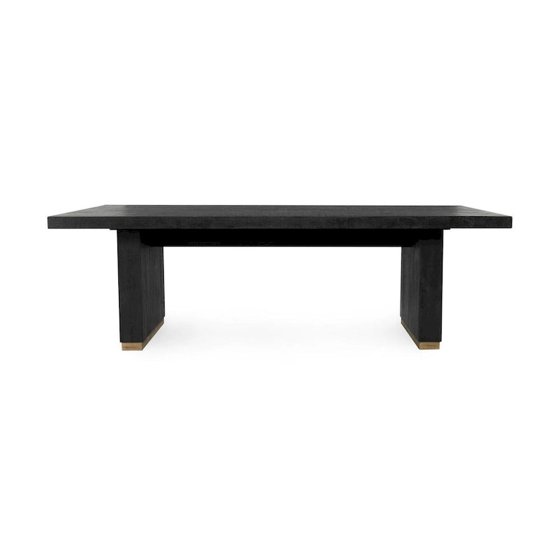 94" Reclaimed Pine Wood Dining Table with Brass Accents