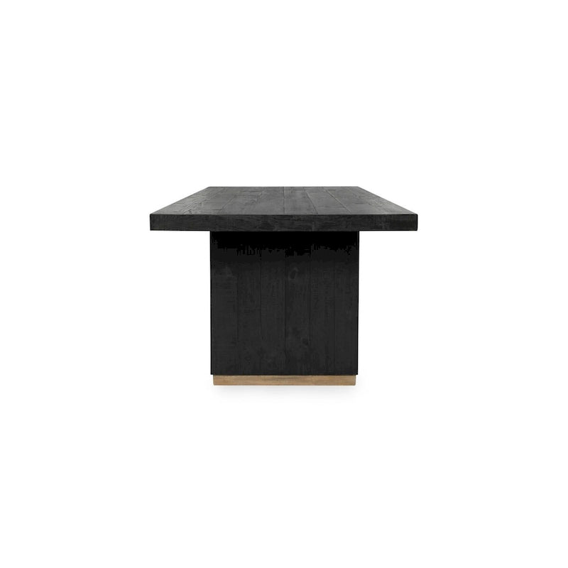 94" Reclaimed Pine Wood Dining Table with Brass Accents