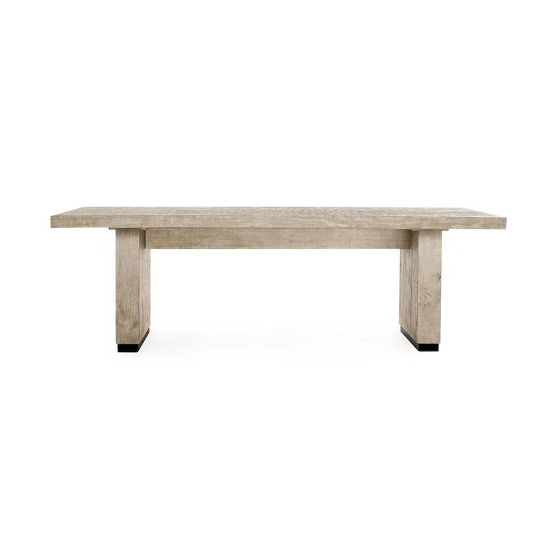 94" Reclaimed Pine Wood Dining Table with Brass Accents