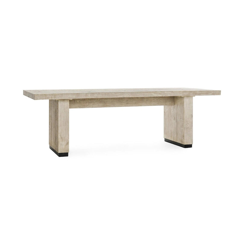 94" Reclaimed Pine Wood Dining Table with Brass Accents
